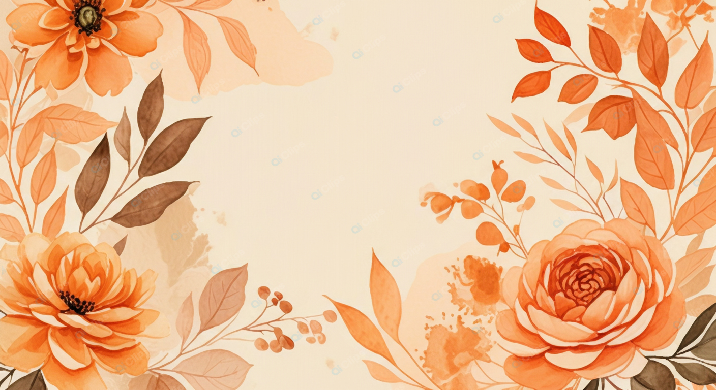 Autumn Floral Watercolor Background Design