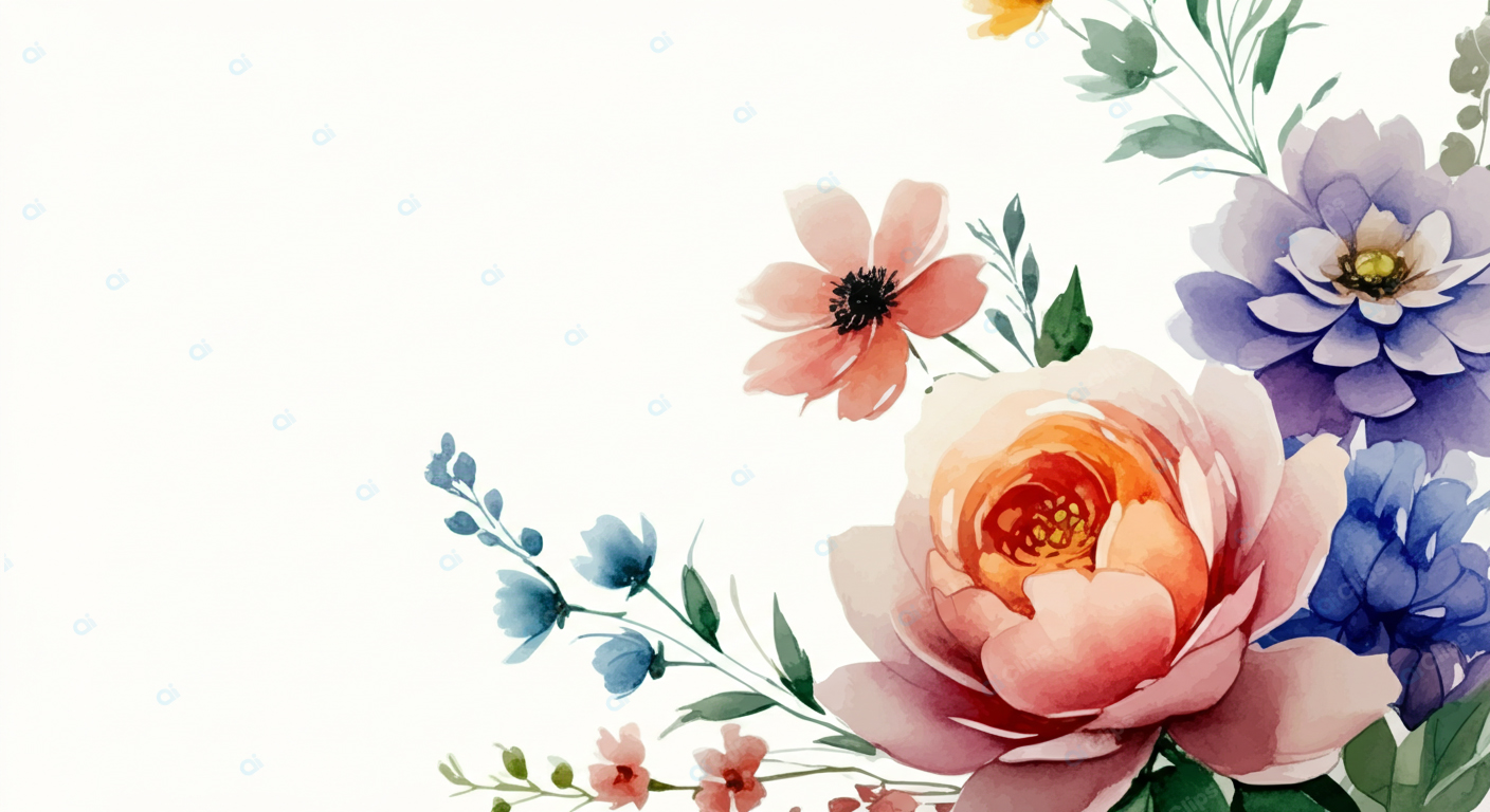 Watercolor Floral Bouquet with Pastel Flowers