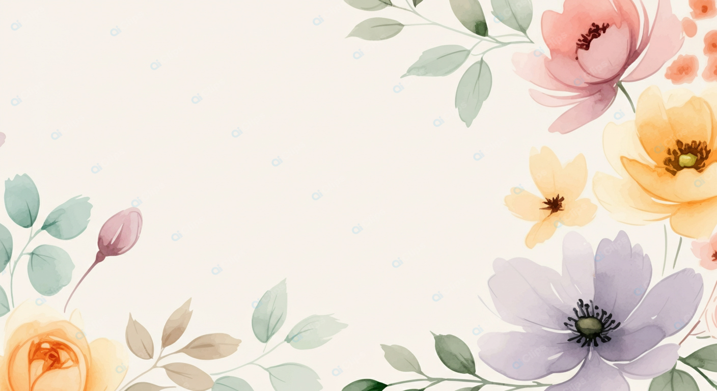 Watercolor Floral Background with Pastel Flowers