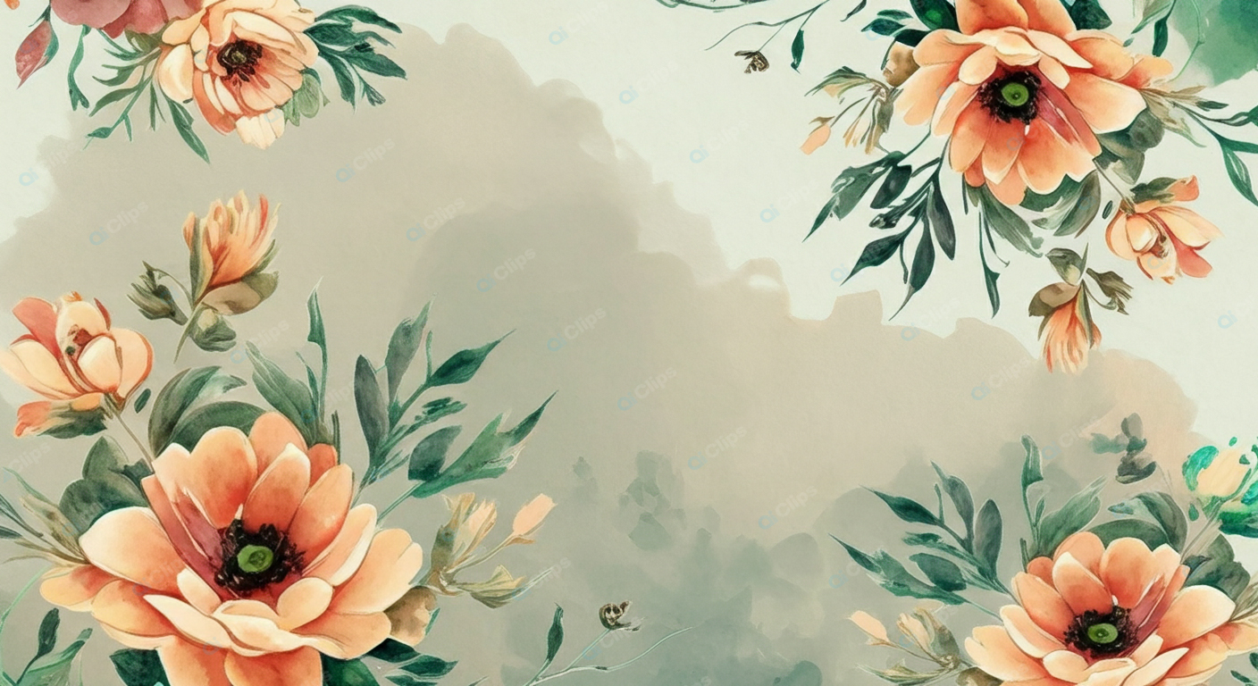 Elegant Watercolor Floral Bouquet on Green Background
