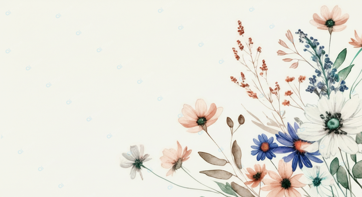 Watercolor Floral Bouquet on Soft Background