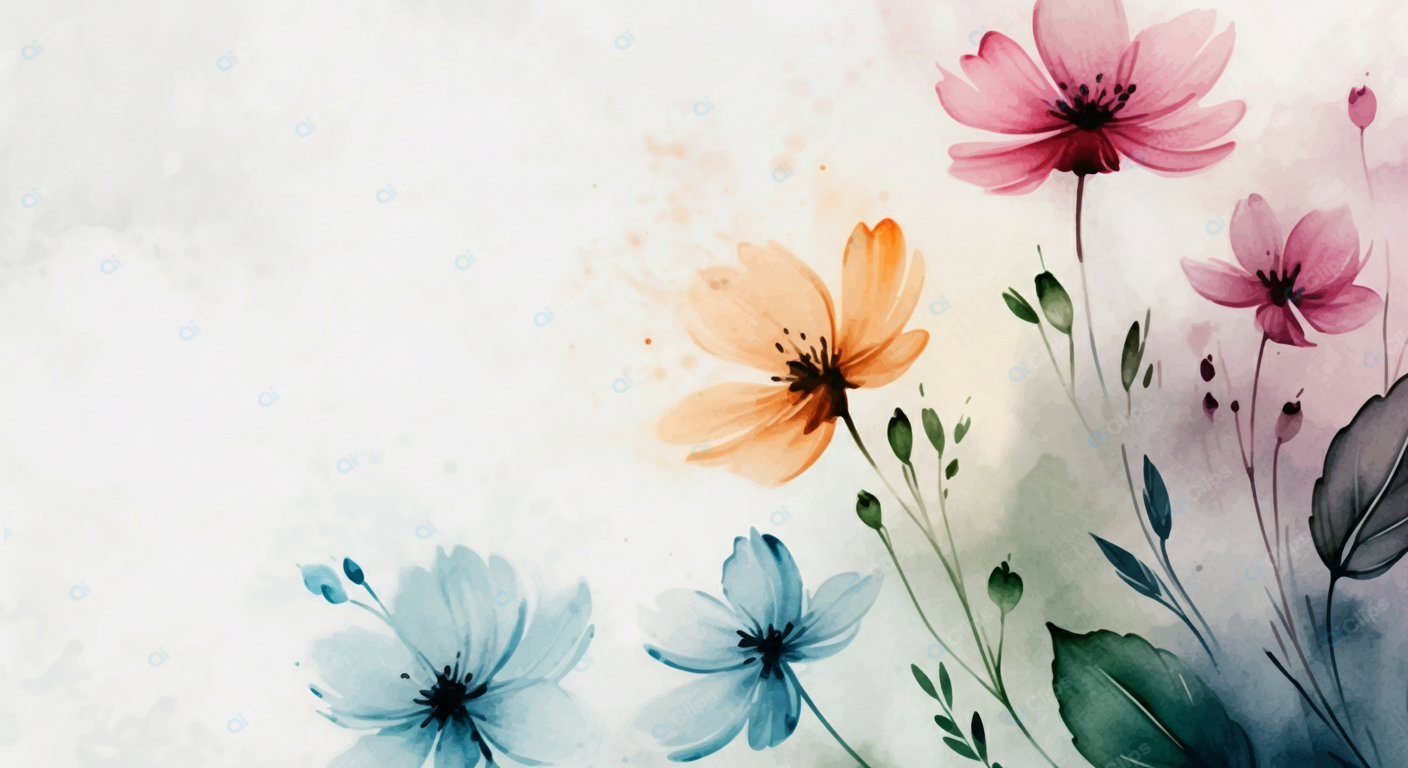 Watercolor Wildflowers with Soft Pastel Background