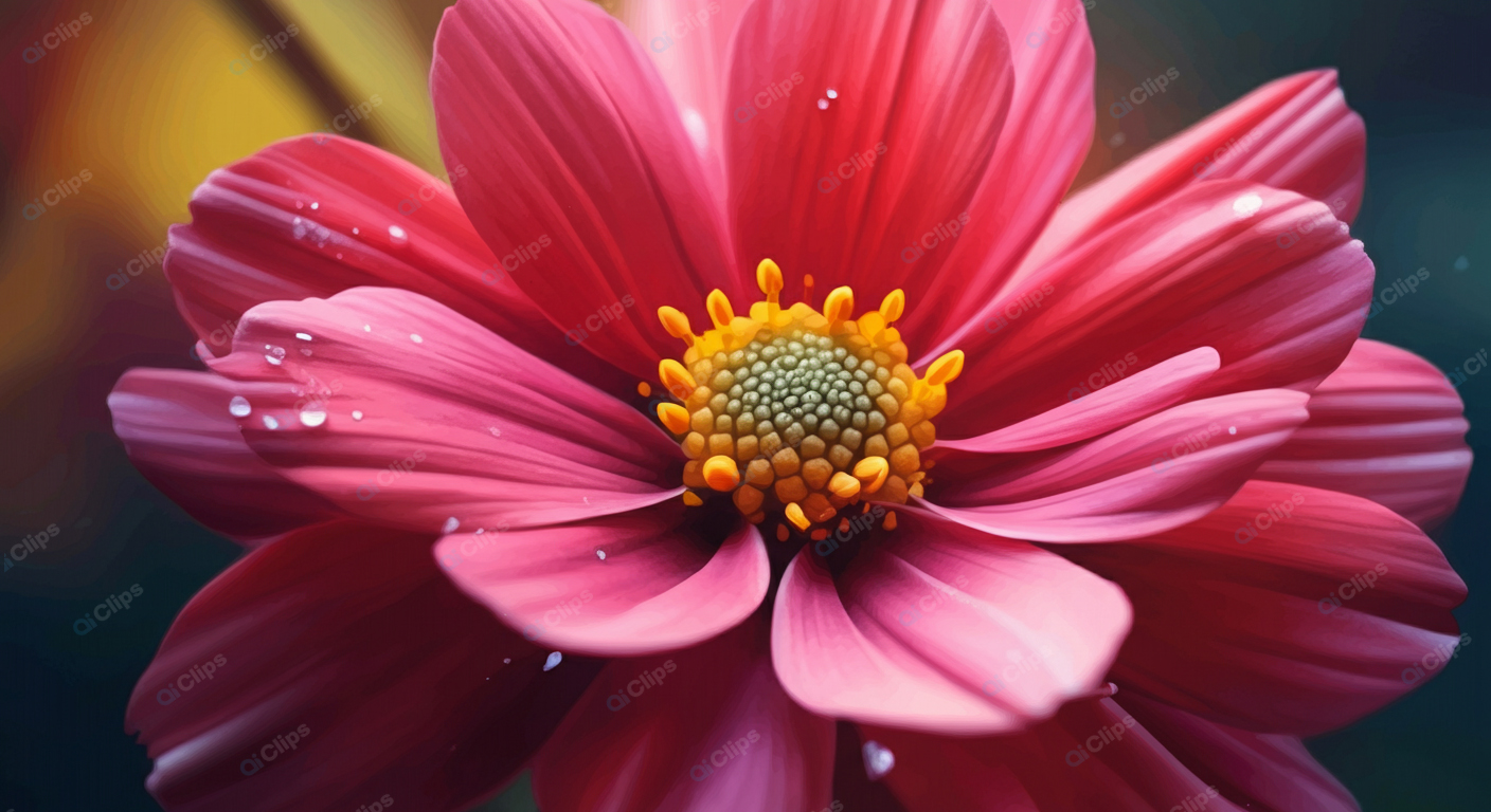 Vibrant Pink Flower Close-Up with Dewdrops