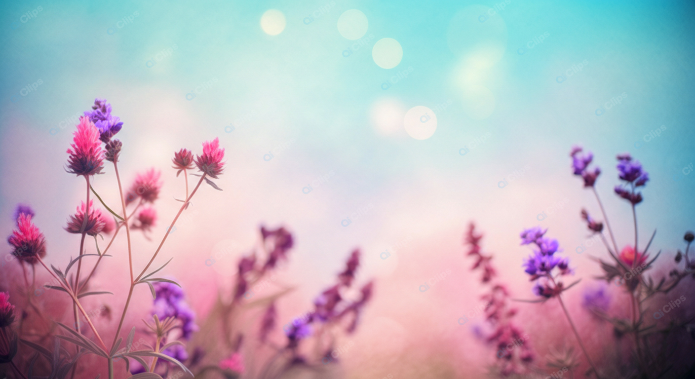 Blooming Wildflowers in Pastel Dreamscape