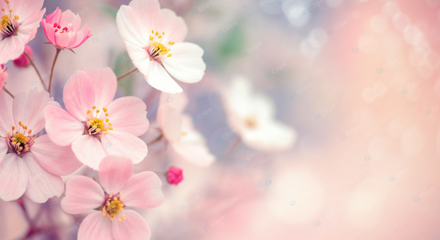 Soft Pink Blossoms in Dreamy Bokeh Background