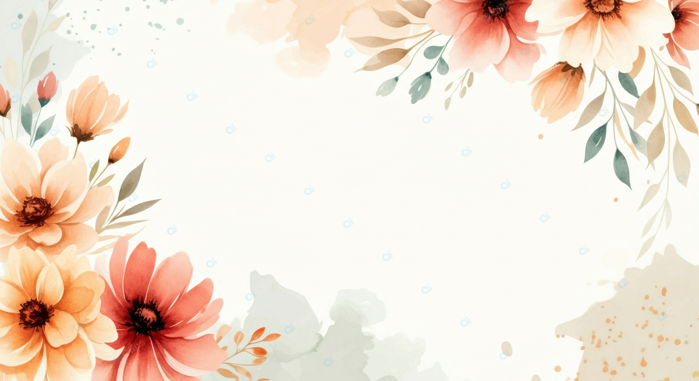 Floral Watercolor Border with Soft Pastel Flowers