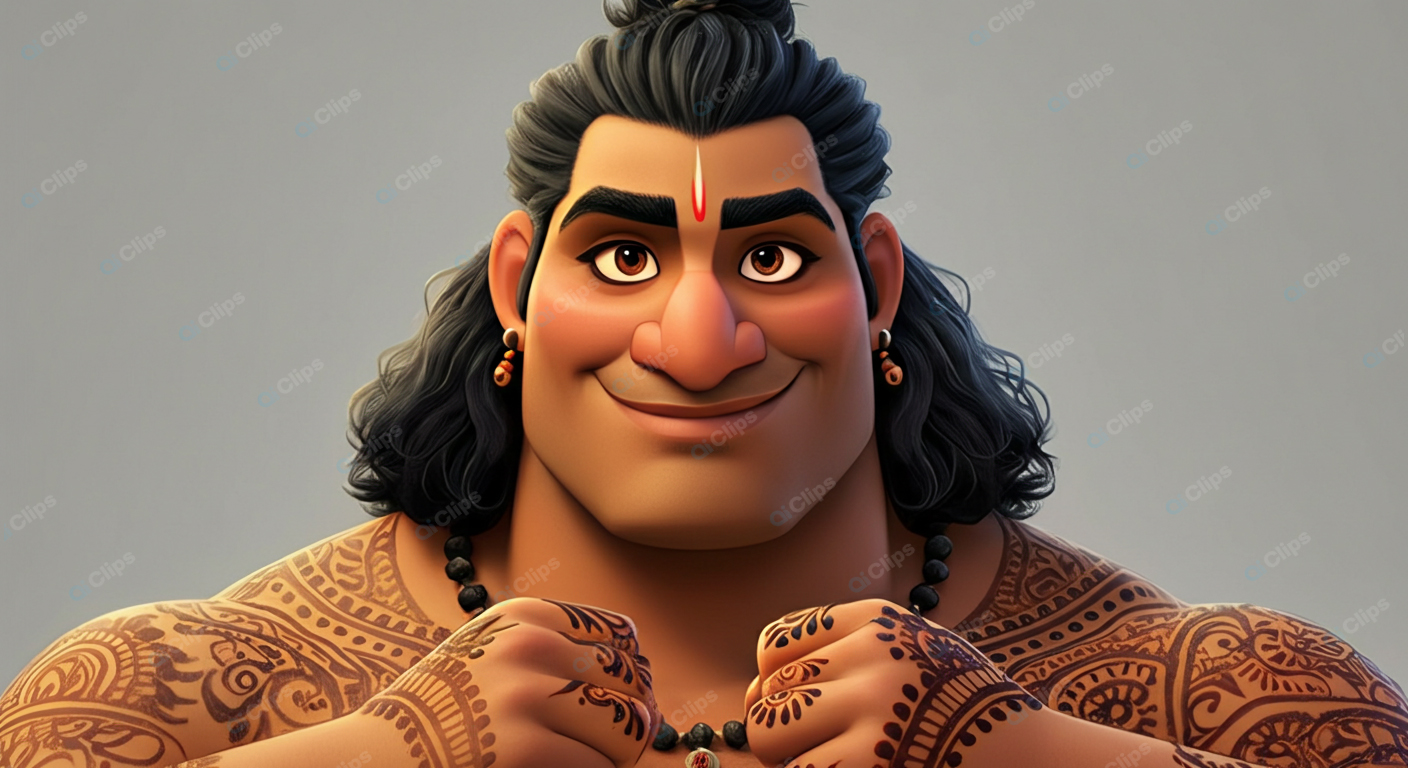 Animated Tribal Warrior Character Portrait