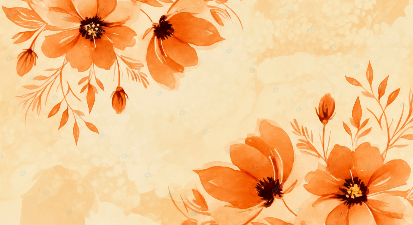 Orange Floral Watercolor Background Design