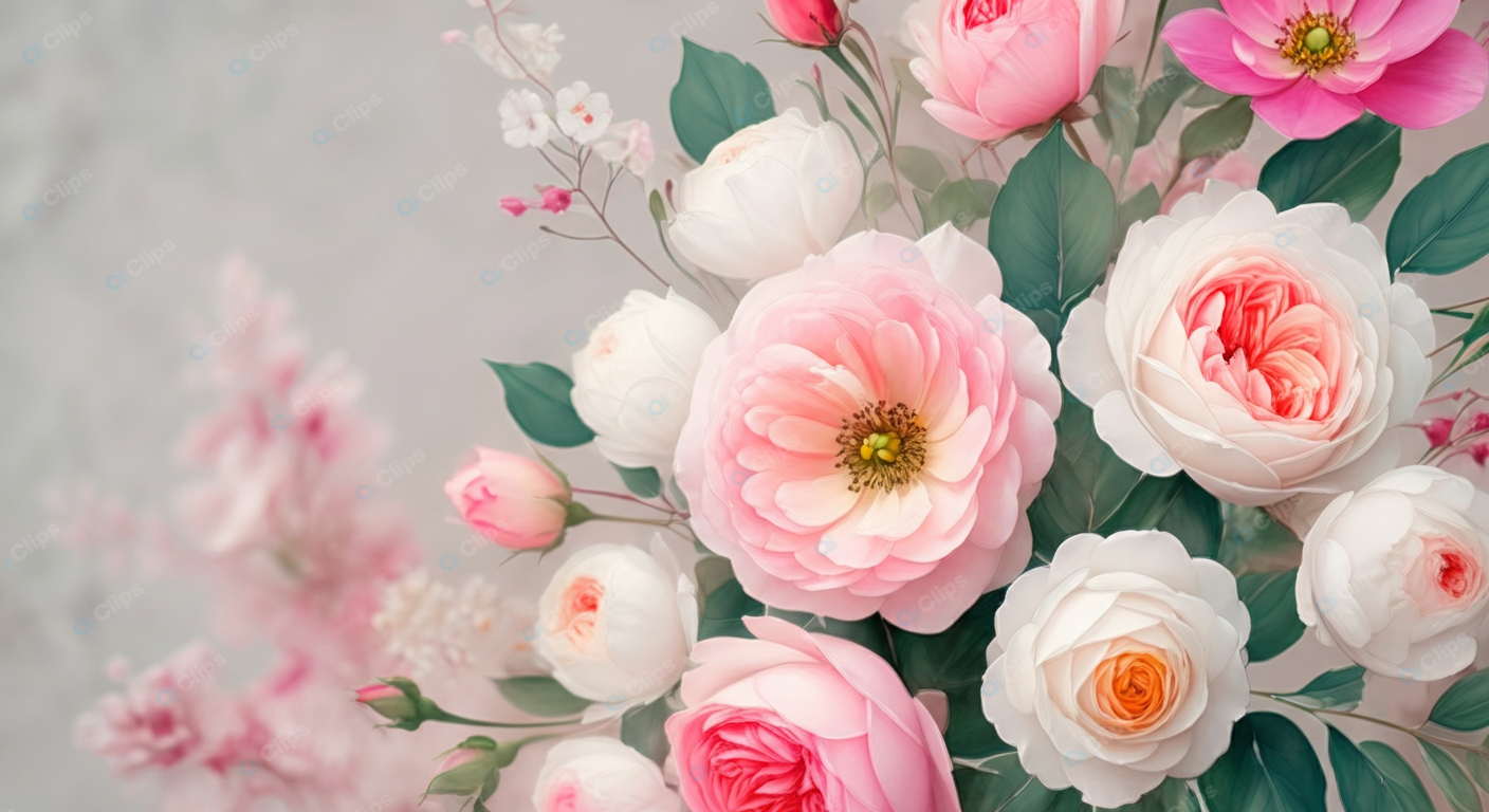 Elegant Pink and White Roses Bouquet