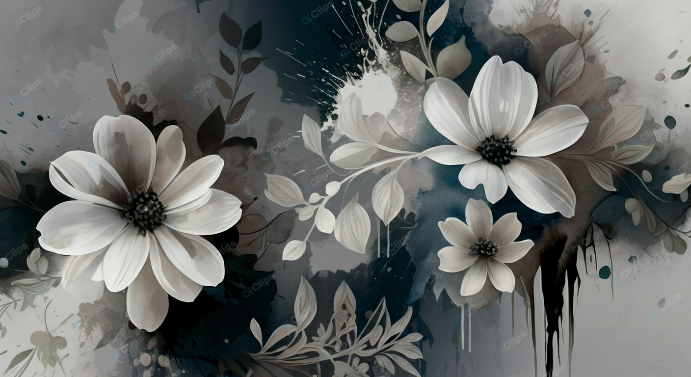 Abstract Floral Art with Monochrome Flowers