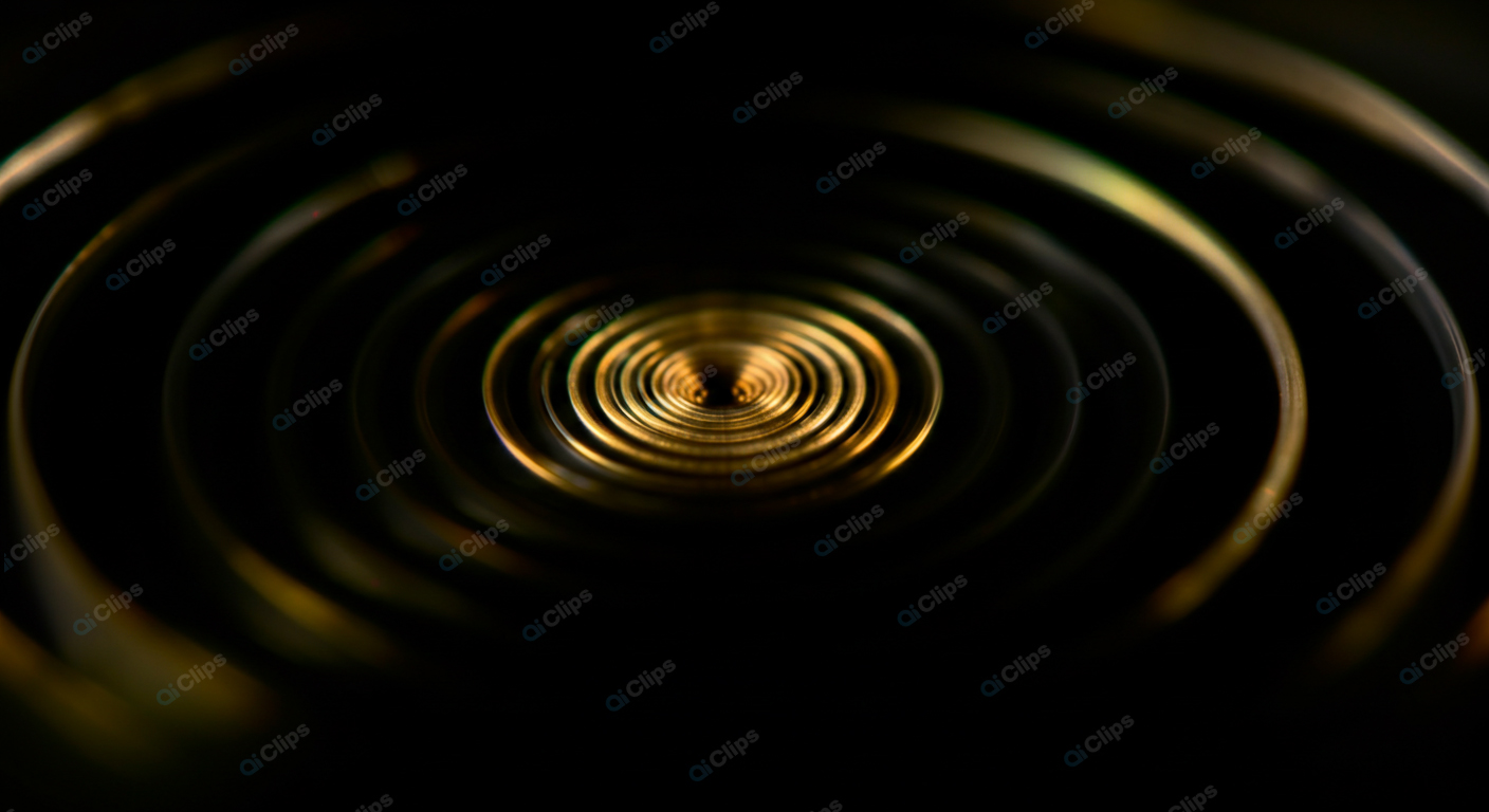 Golden Ripples on Water Surface in Darkness