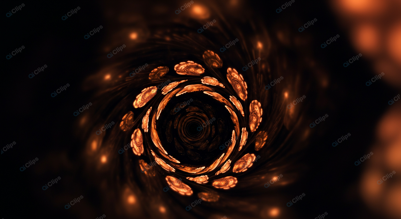 Swirling Cosmic Tunnel with Fiery Patterns