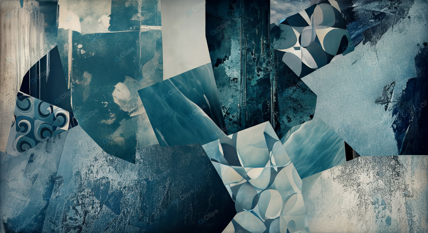 Abstract Geometric Blue Textured Collage