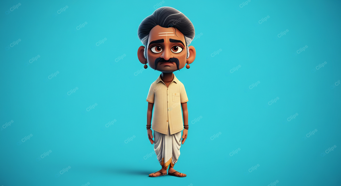 Cartoon Character in Traditional Indian Attire