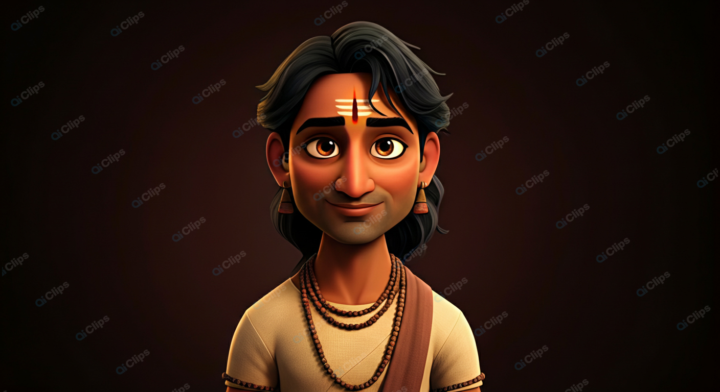 Traditional Indian Tribal Animated Character Portrait