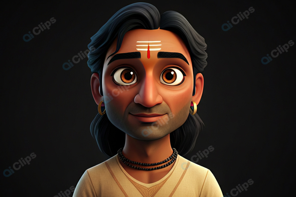 Indian Cartoon Character with Traditional Markings