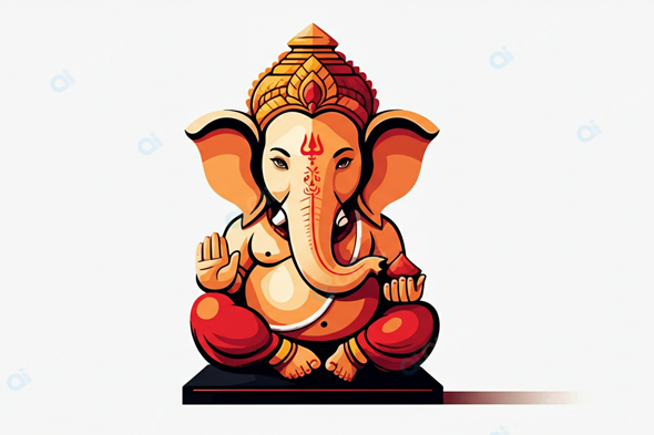Ganesha Illustration in Vibrant Colors