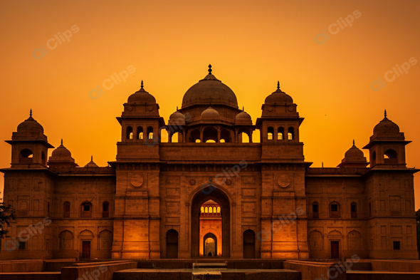 Historical Mughal Architecture at Sunset