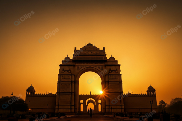 India Gate at Sunrise Silhouette