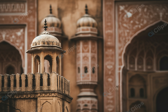 Historic Indian Architecture with Ornate Domes and Arches