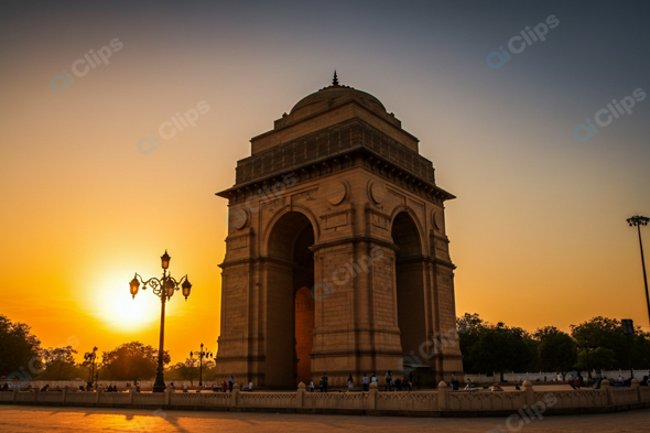 Sunset View of India Gate Monument in New Delhi