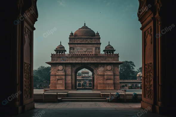 Historic Indian Red Fort Through Archway