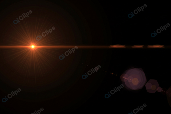 Lens Flare with Glowing Light in Dark Background