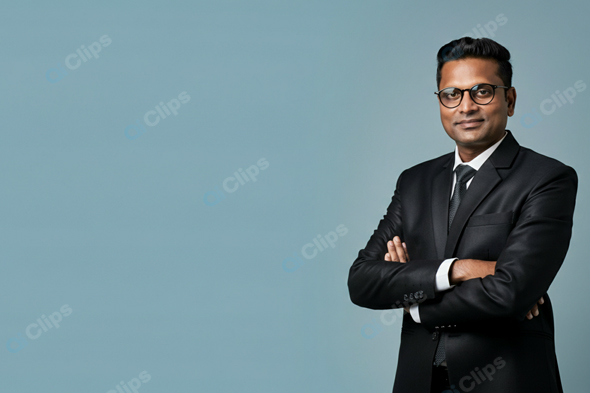Professional Portrait of Confident Businessman in Suit and Glasses
