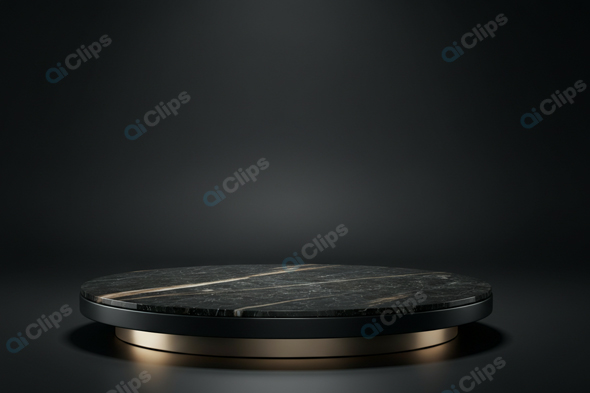 Elegant Black Marble Pedestal on Dark Background