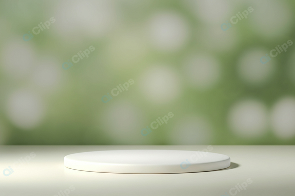 Minimalist Green Backdrop with White Display Pedestal
