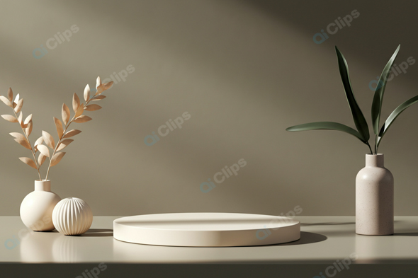 Minimalist Ceramic Vases with Decorative Leaves