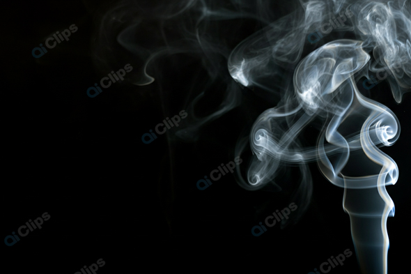 Mystical White Smoke Swirls on Black Background