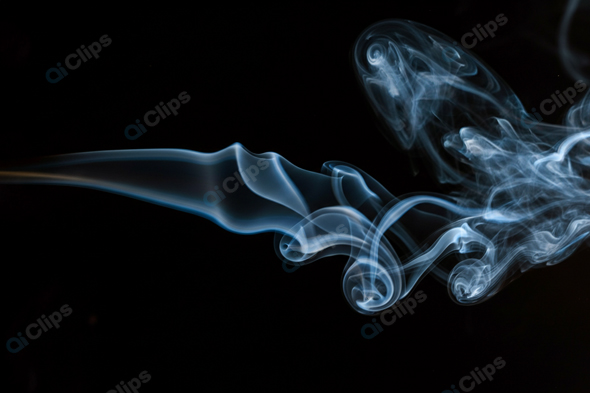 Mystical Blue Smoke Twists on a Black Background

