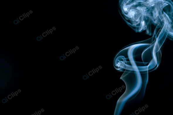 Mystical Blue Smoke Swirls on Black Background
