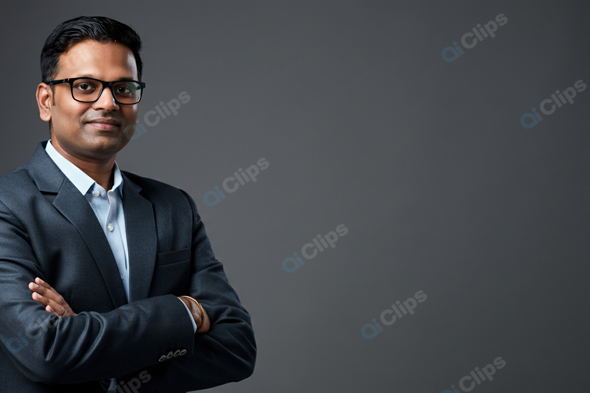 Professional Man in Business Suit with Folded Arms Portrait