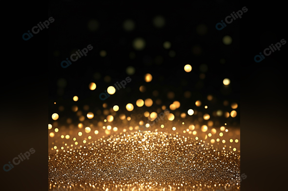 Golden Glitter Bokeh on Black Background