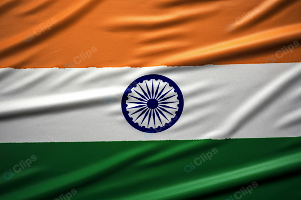 Close-Up of the Indian National Flag Waving in the Wind
