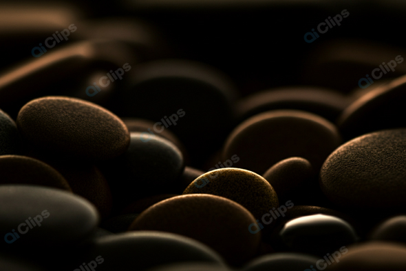 Moody Close-Up of Smooth River Stones
