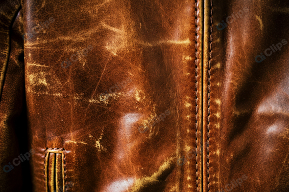 Aged Leather Jacket Texture Close-Up