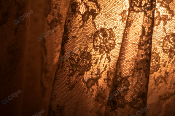 Lace Curtain with Warm Golden Light