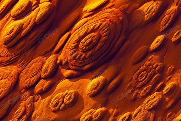 Alien Sandstone Texture with Intricate Patterns in Orange Hue