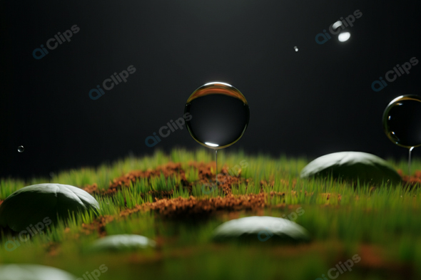 Raindrops on Grass in Macro Detail