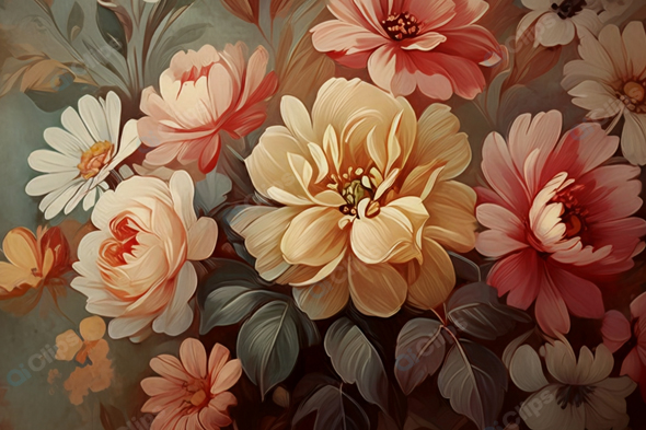 Vintage Floral Bouquet with Soft Pastel Tones