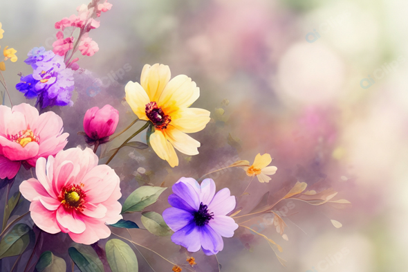 Colorful Floral Bouquet with Pastel Background
