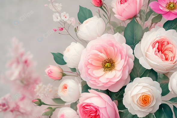 Elegant Pink and White Roses Bouquet