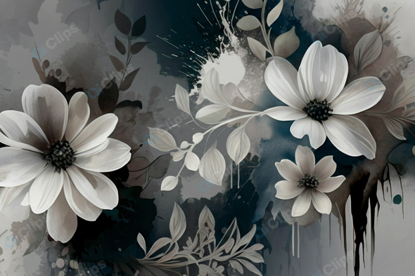 Abstract Floral Art with Monochrome Flowers