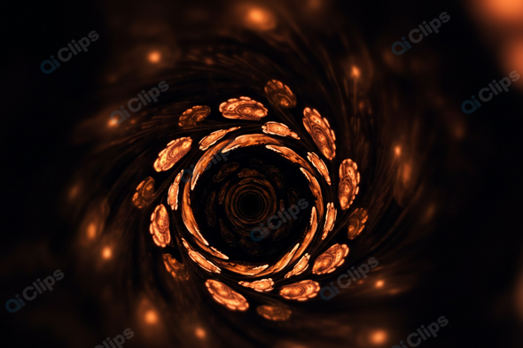 Swirling Cosmic Tunnel with Fiery Patterns