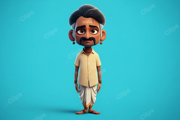 Cartoon Character in Traditional Indian Attire