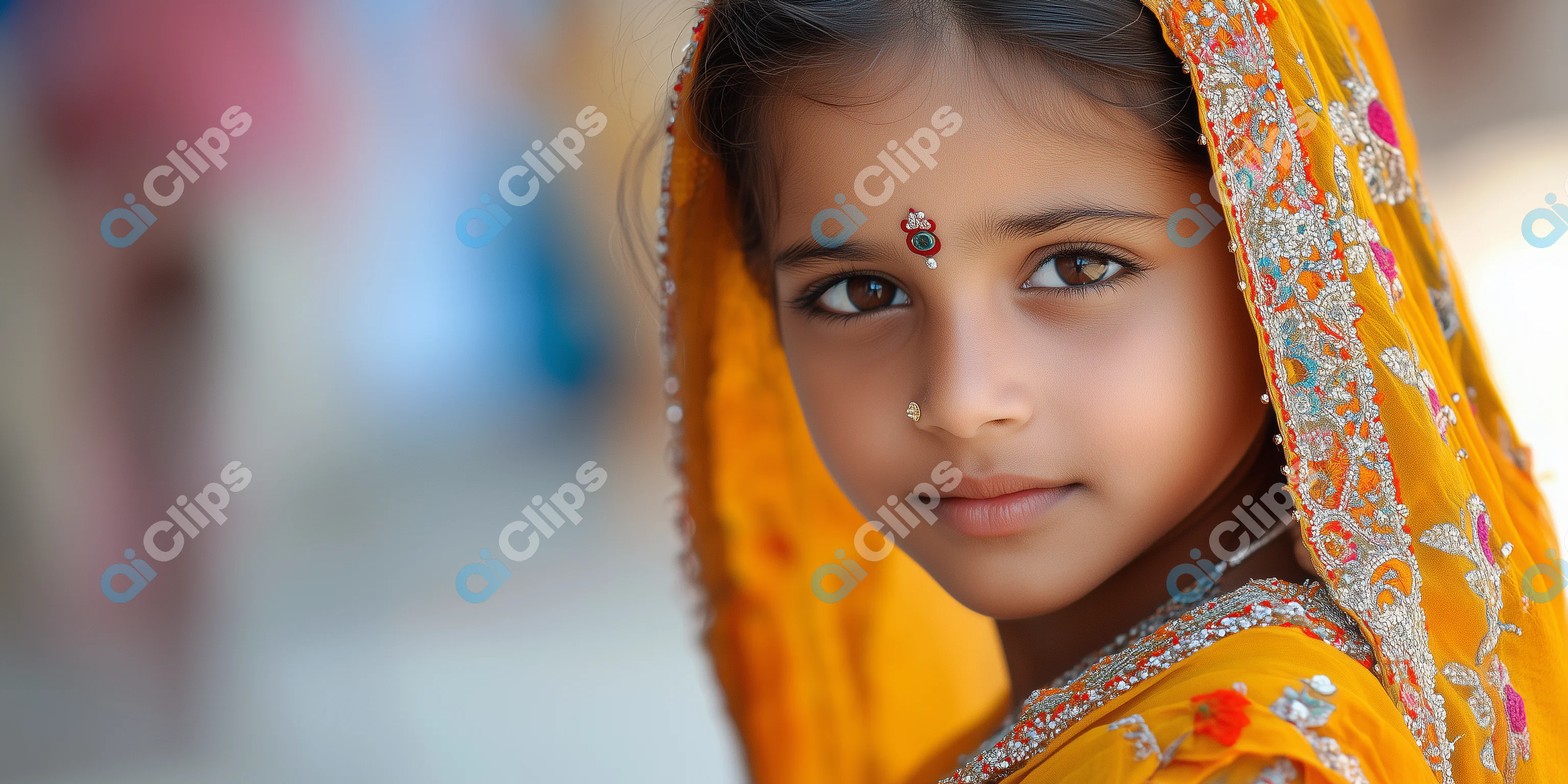 Young Indian Girl in Traditional Saree