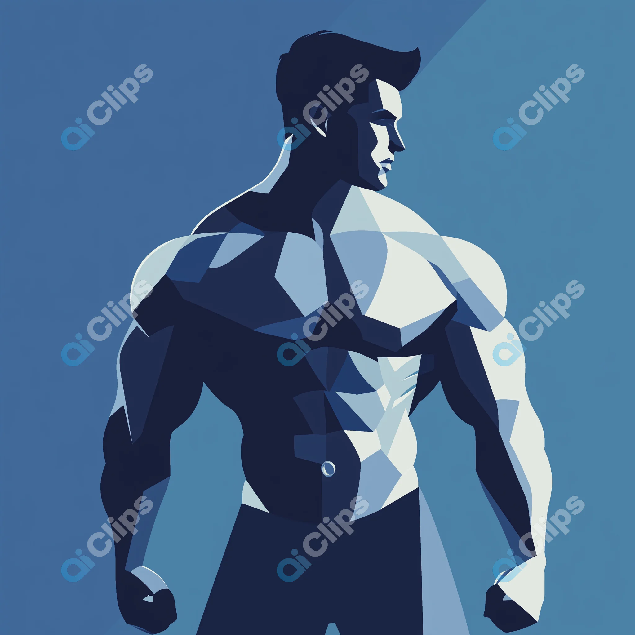Geometric Bodybuilder Illustration